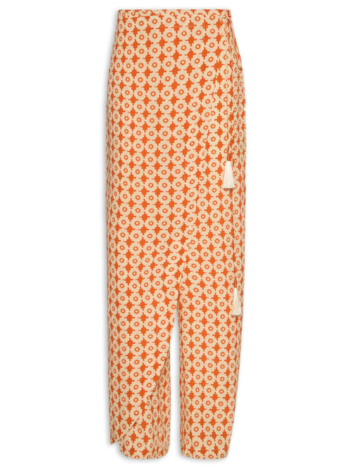 Calça Feminina Crepe Estampa Melissa - Laranja
