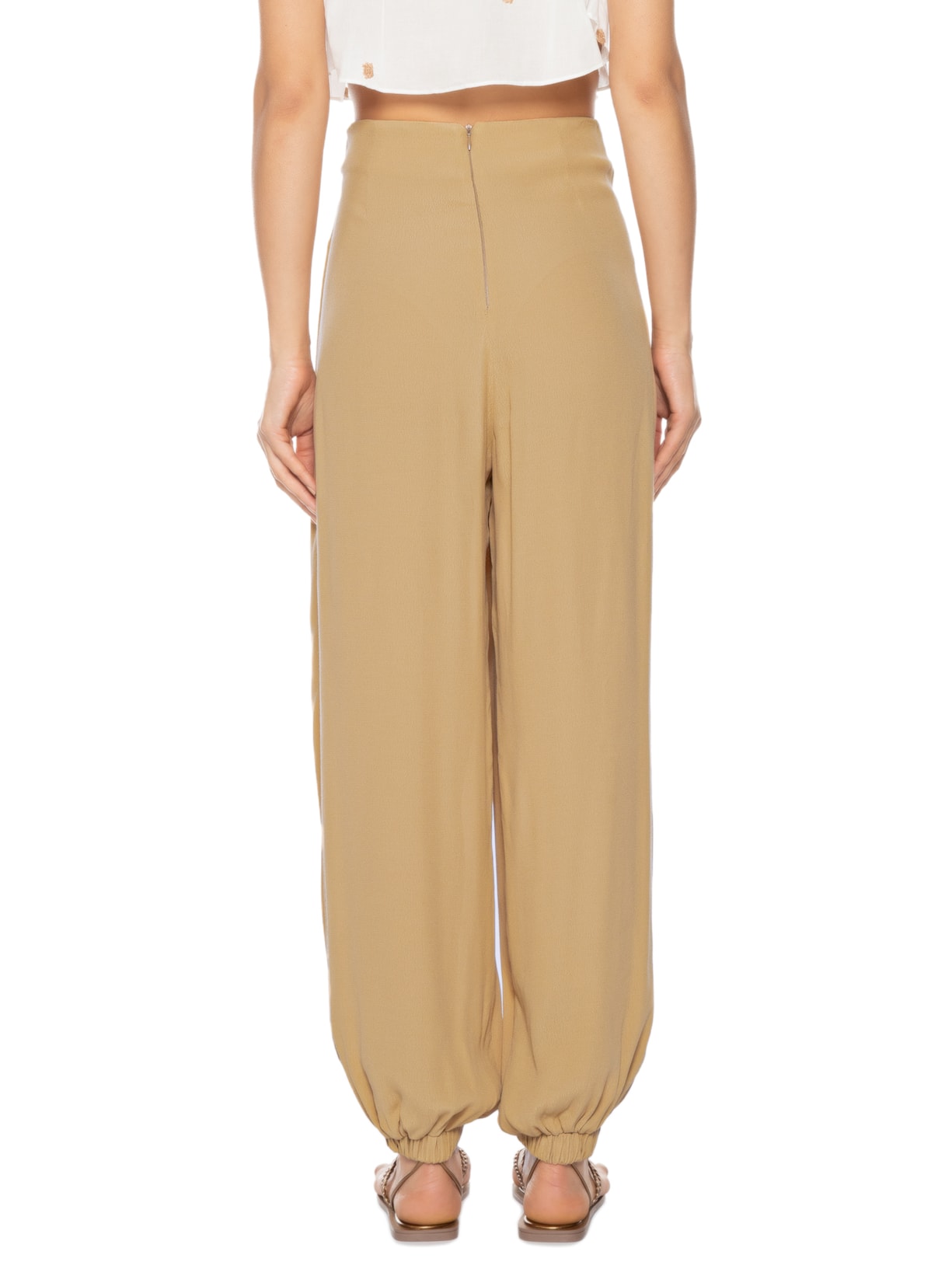 Calça Feminina Crepe Nó Frente Bege Dress To