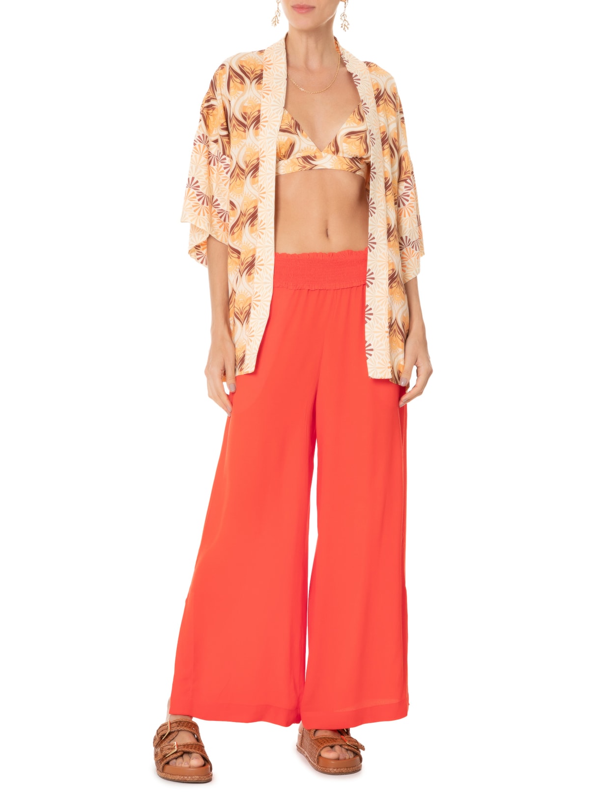 Calça Feminina Crepe Pala Lastex Vermelho Dress To