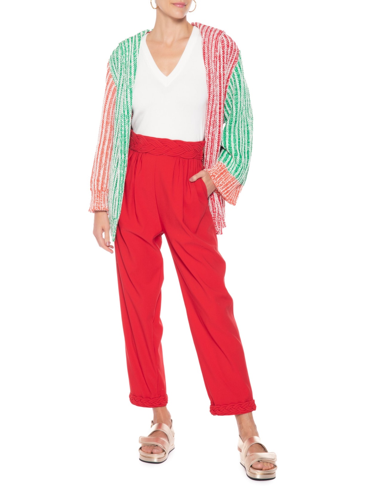 Calça Feminina Crepe Ravan Vermelho Paula Raia