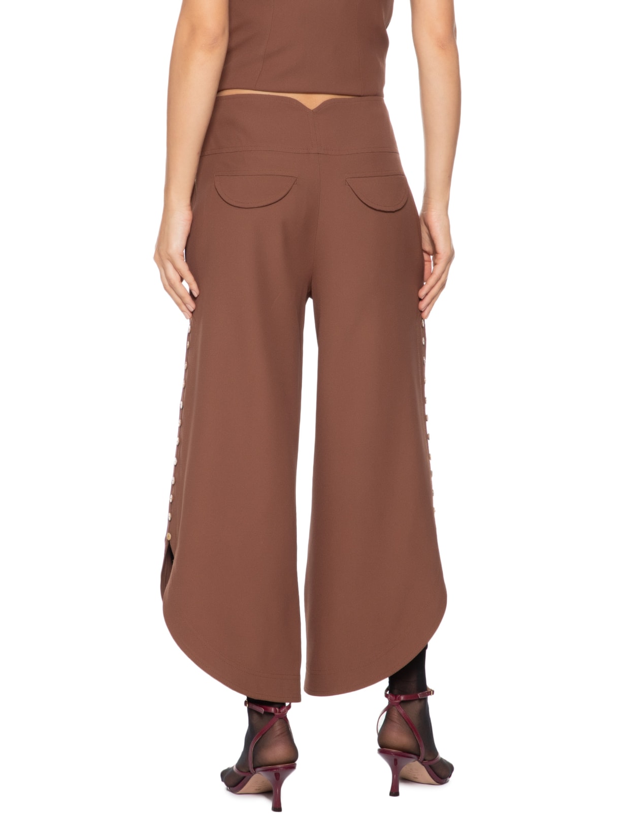 Calça Feminina Crepe Round Gabi Marrom Nk