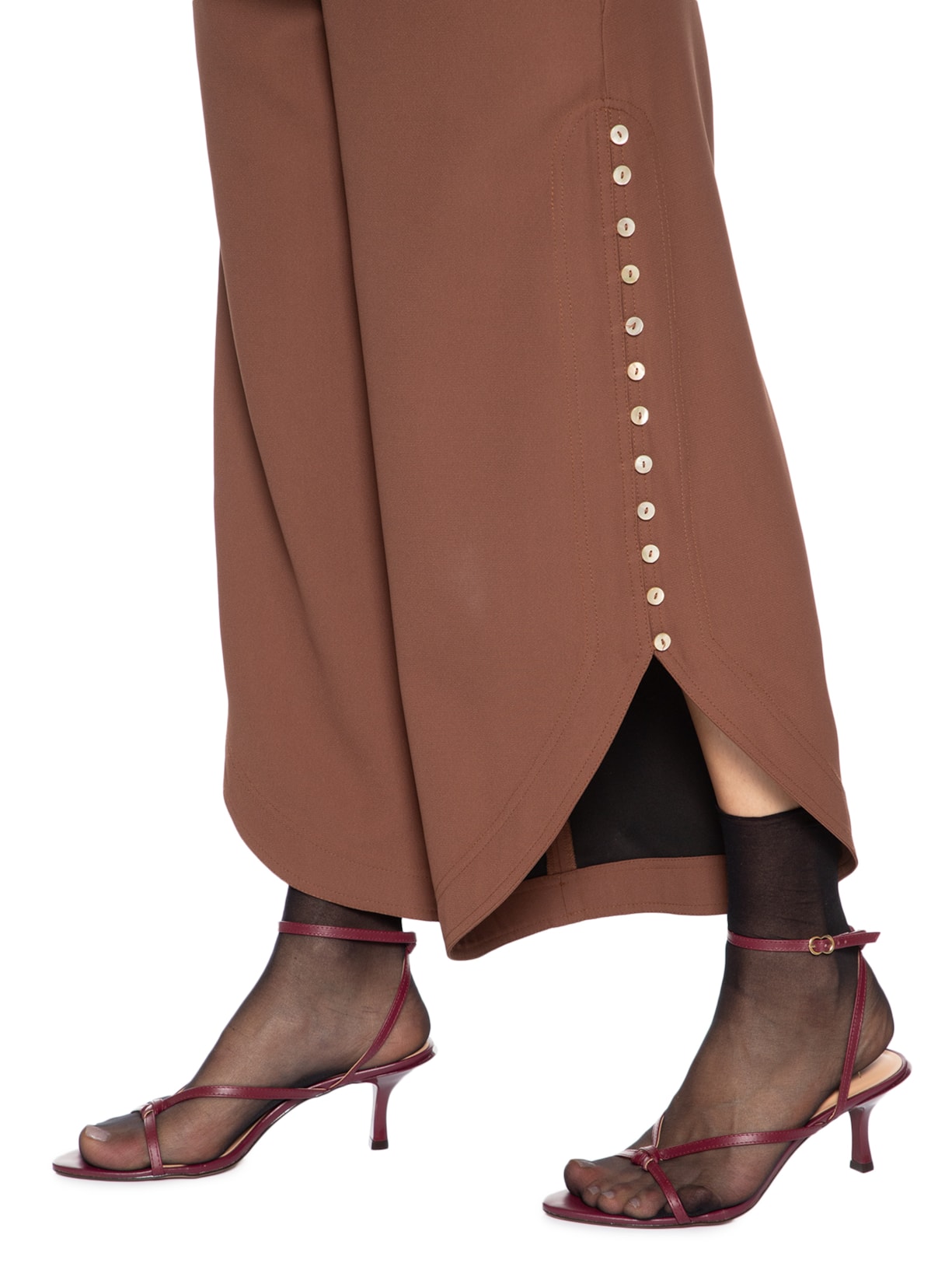 Calça Feminina Crepe Round Gabi Marrom Nk