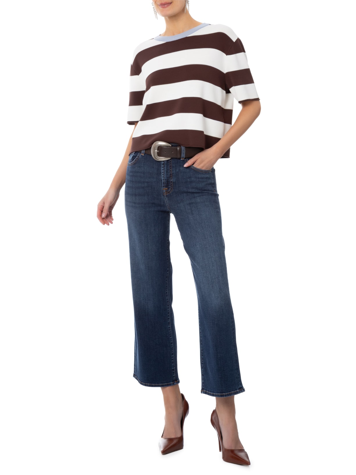 Calça Feminina Cropped Alexa High Wave Azul 7 For All Mankind