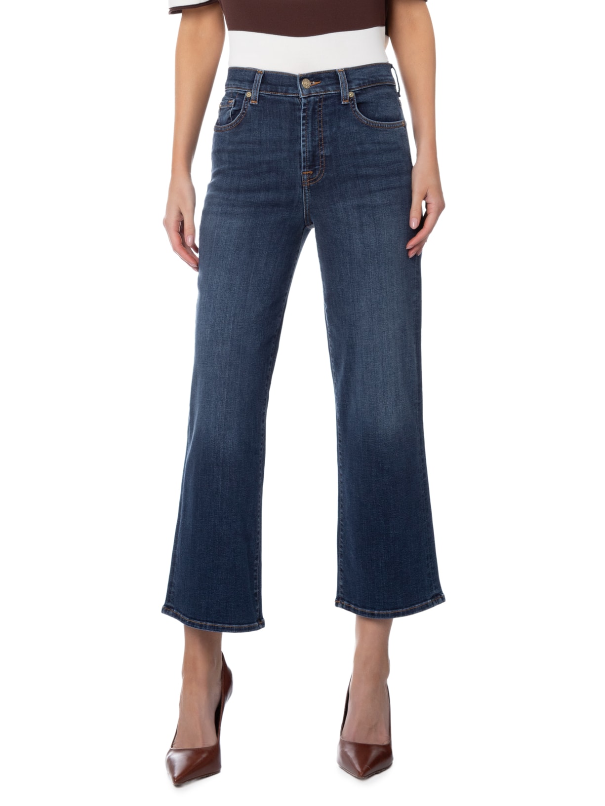 Calça Feminina Cropped Alexa High Wave Azul 7 For All Mankind