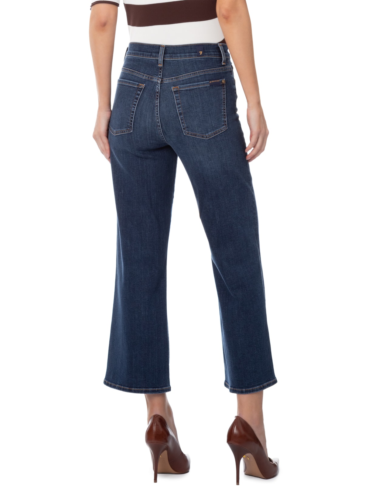 Calça Feminina Cropped Alexa High Wave Azul 7 For All Mankind
