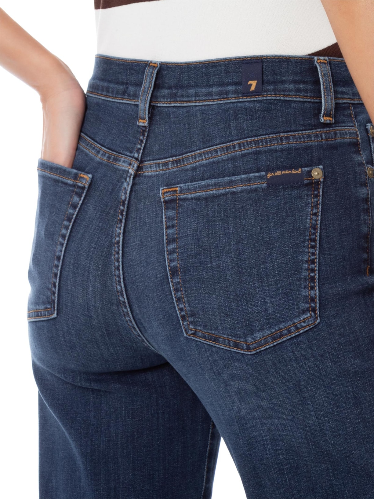 Calça Feminina Cropped Alexa High Wave Azul 7 For All Mankind