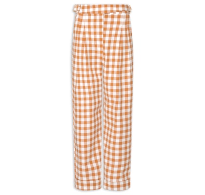 Calça Feminina Cropped Algodão Xadrez - Bege