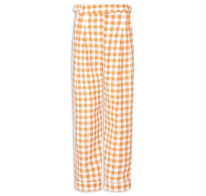 Calça Feminina Cropped Algodão Xadrez - Bege