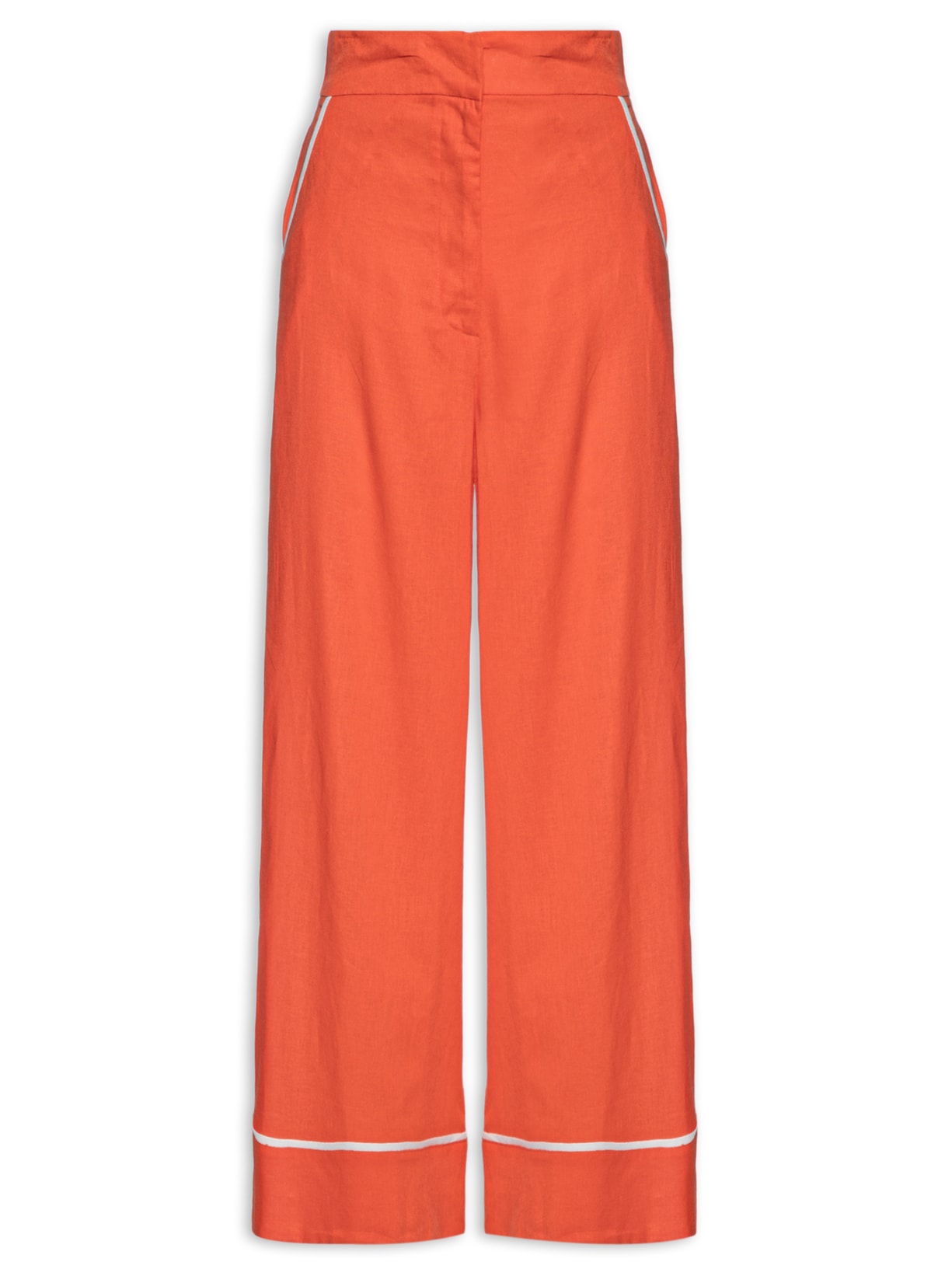 Calça Feminina Cropped Viés Contrastante - Vermelho