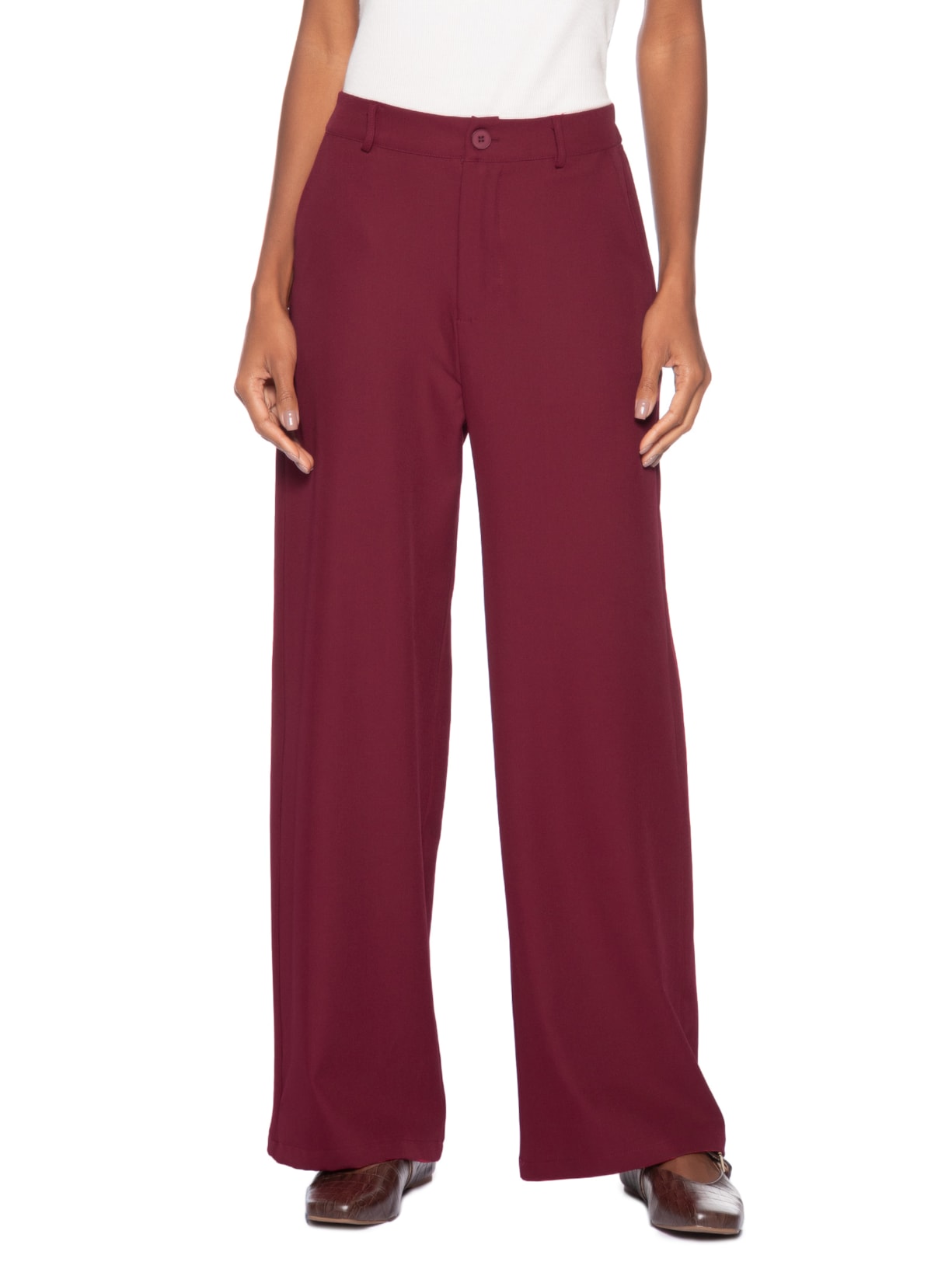 Calça Feminina  de Alfaiataria Vermelho Basiq