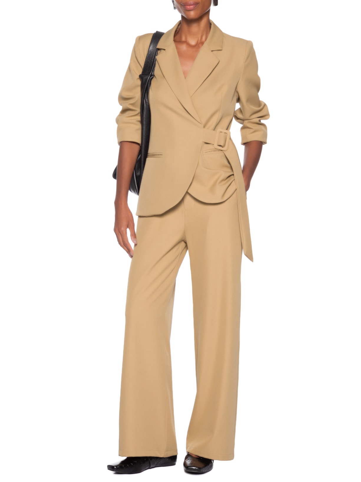Calça Feminina  de Alfaiataria – Bege Basiq