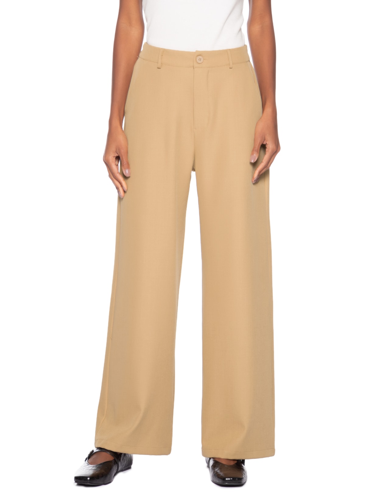 Calça Feminina  de Alfaiataria – Bege Basiq