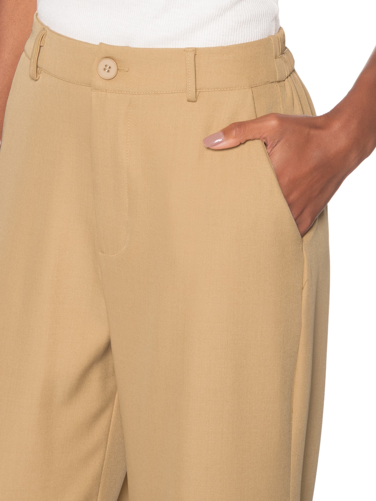 Calça Feminina  de Alfaiataria – Bege Basiq