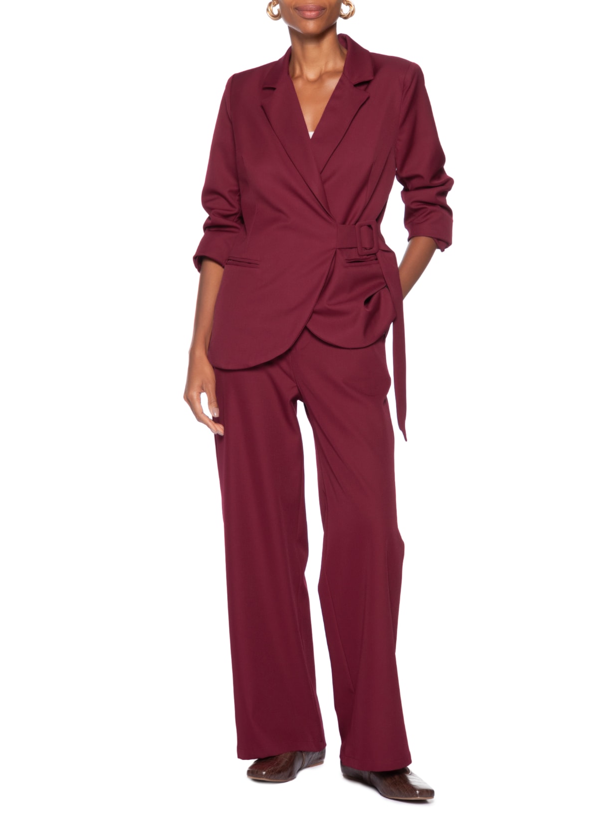 Calça Feminina  de Alfaiataria – Vermelho Basiq