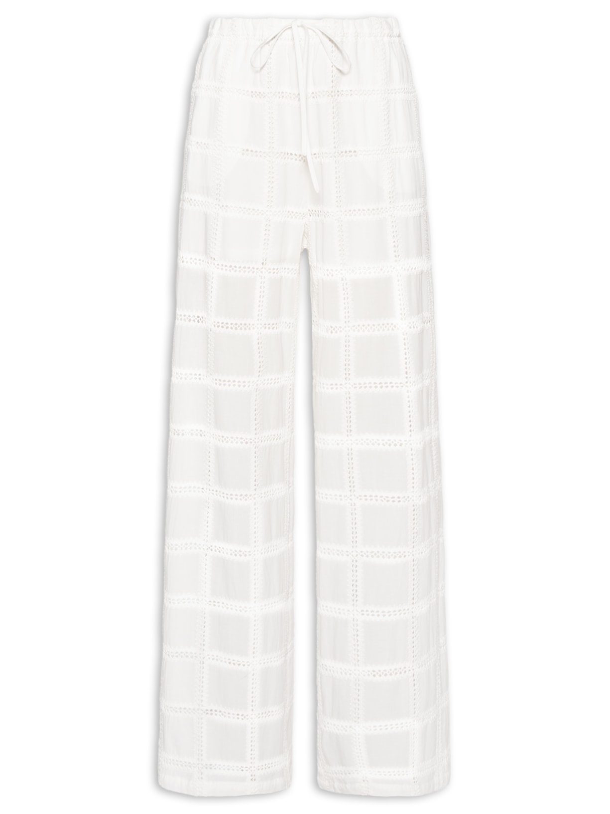 Calça Feminina De Algodão Bordado - Off-White