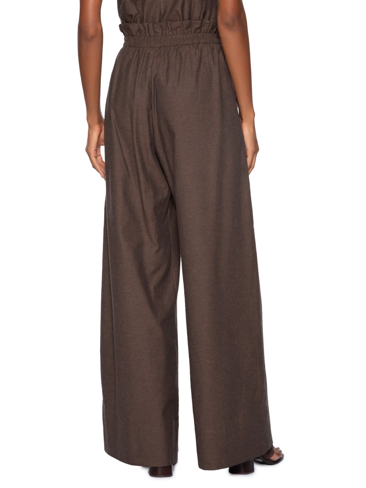 Calça Feminina De Algodão Pantalona Marrom Animale
