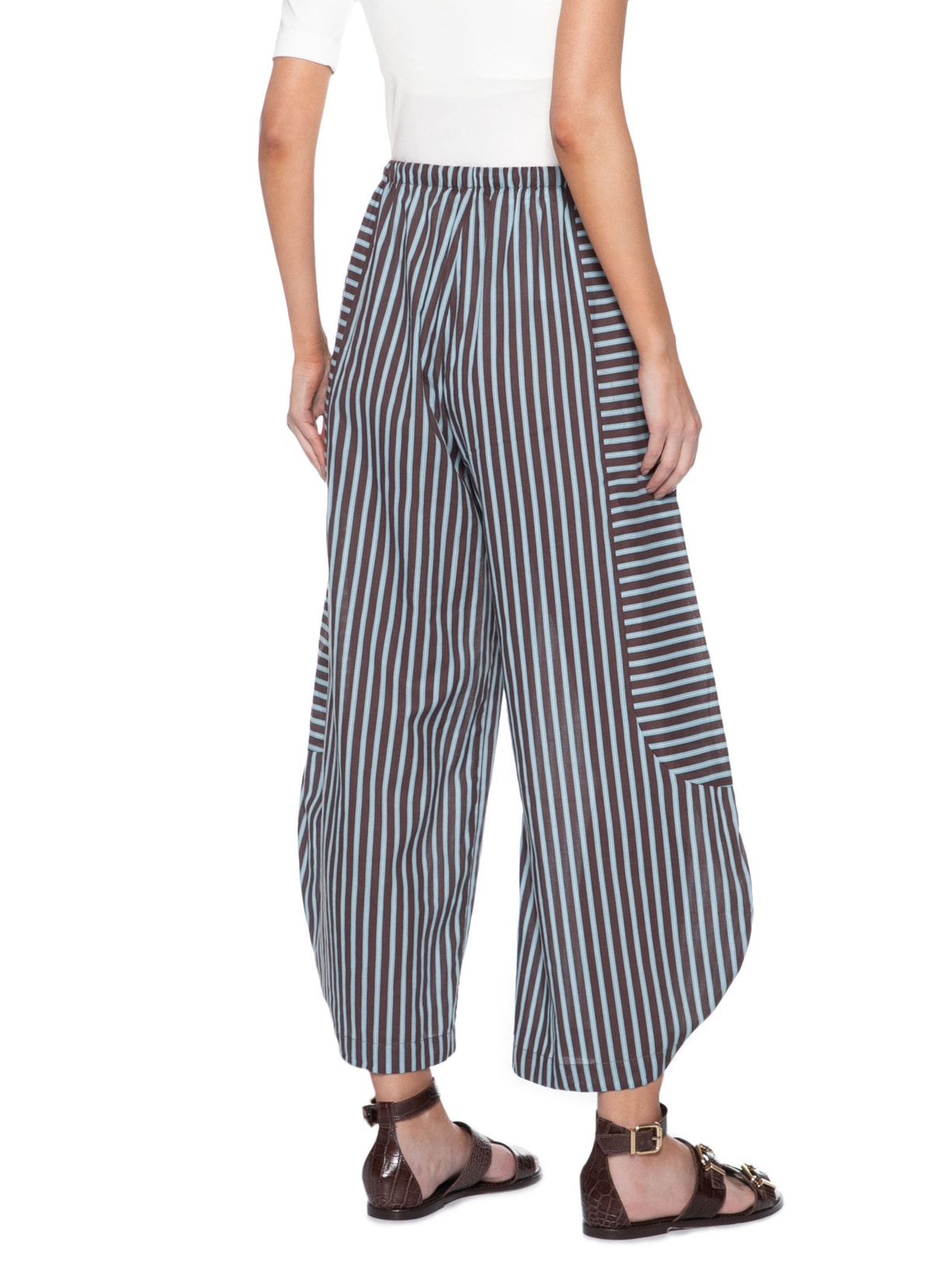 Calça Feminina De Algodão Recortes Lateral Listra Marrom Animale