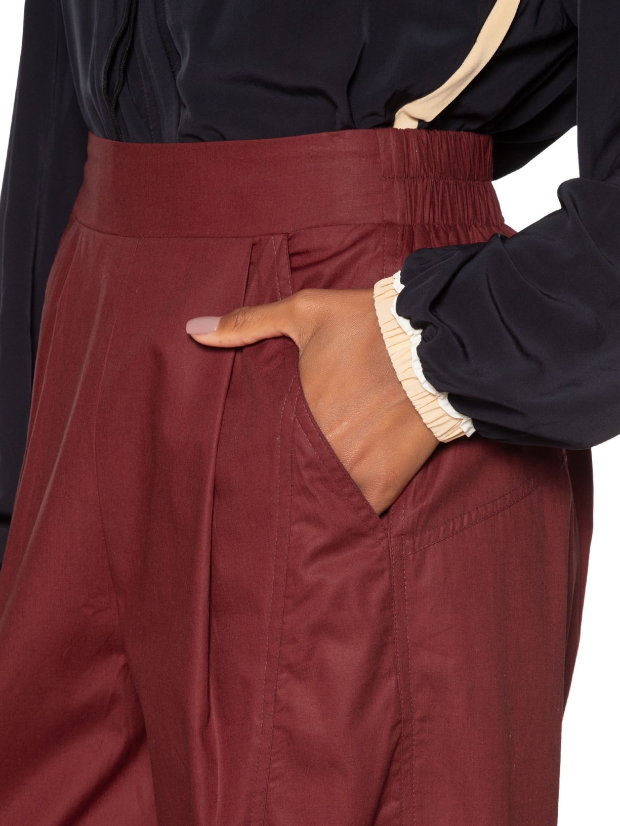 Calça Feminina De Algodão Recortes Vermelho Animale
