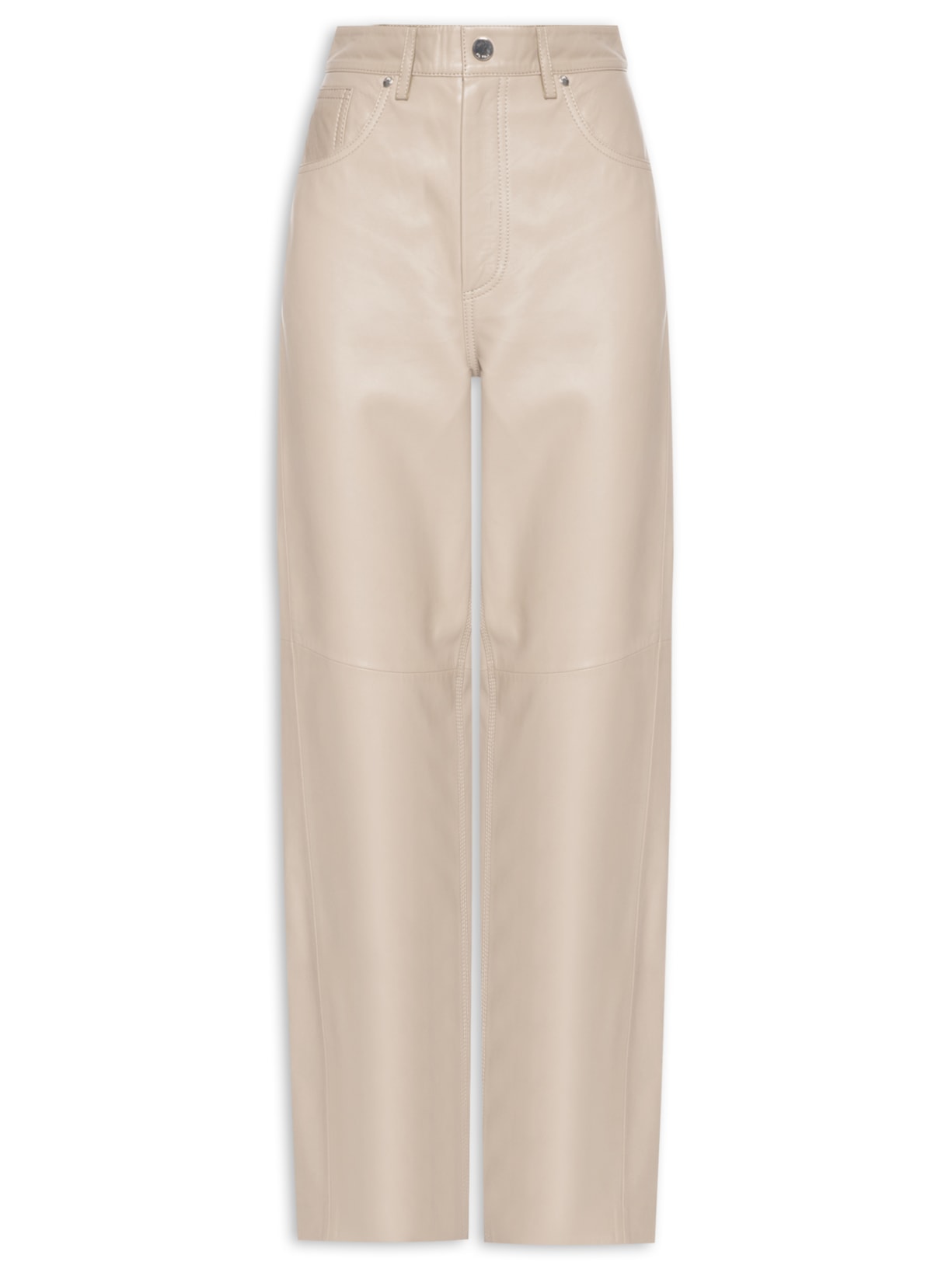 Calça Feminina De Couro Basic - Bege