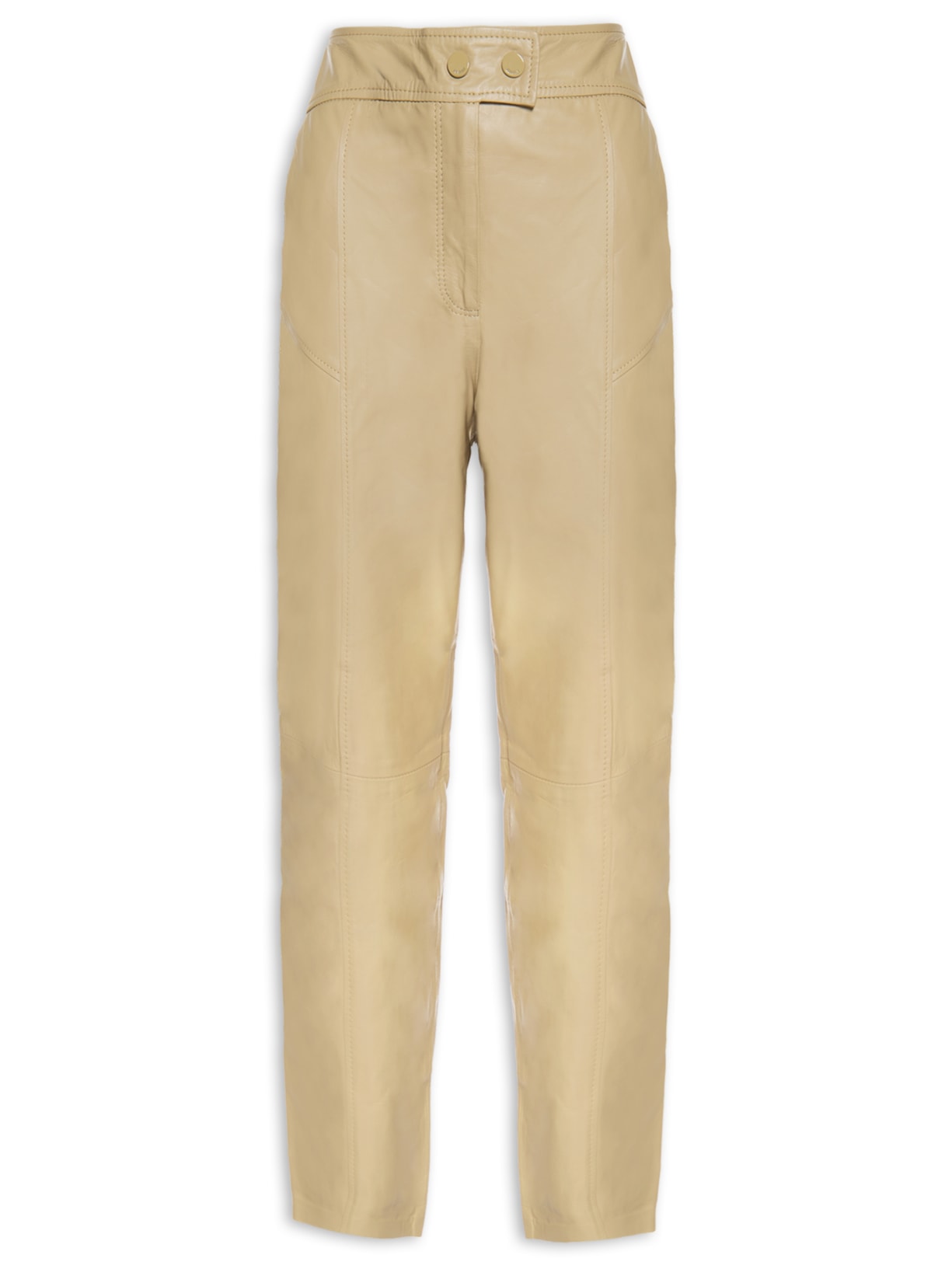 Calça Feminina De Couro Basic Color Bege Animale
