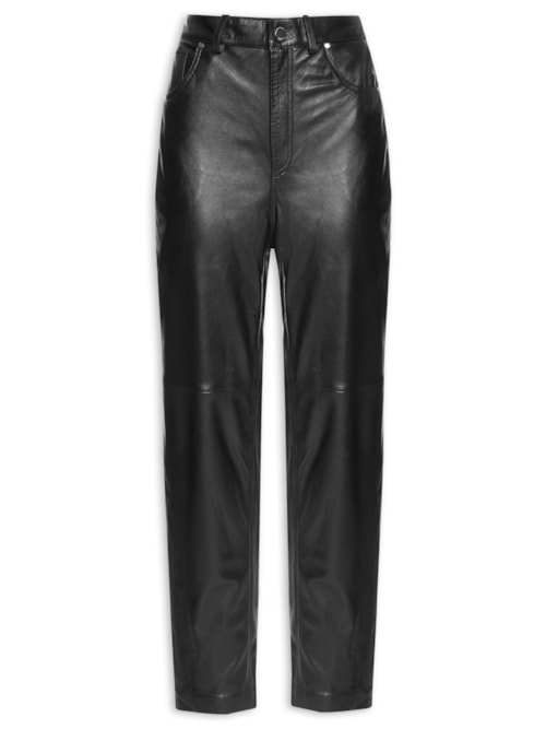 Calça Feminina De Couro Basic - Preto