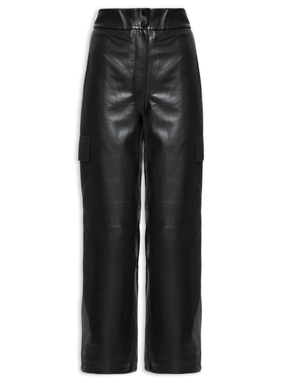 Animale Calça Feminina De Couro Bolso Lateral Animale- Preto