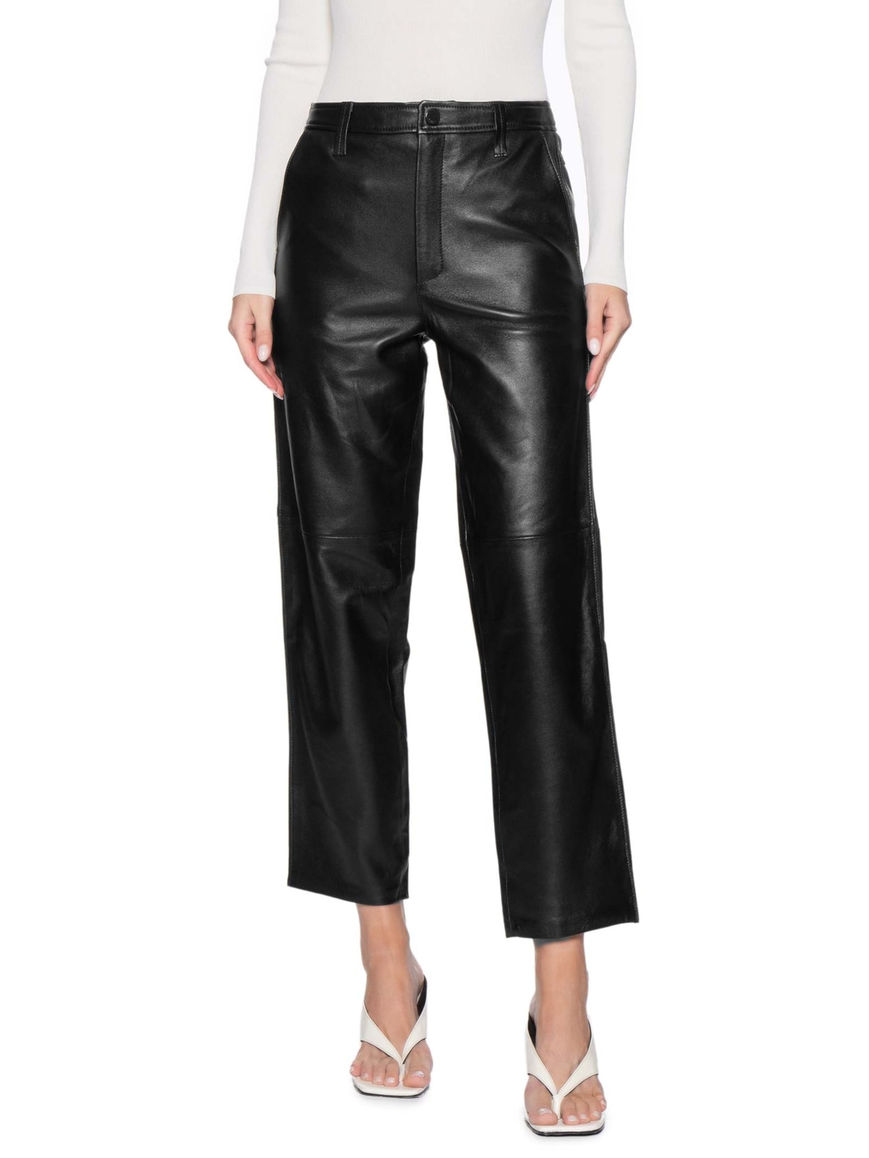 Calça Feminina de Couro Clássica Básica – Preto Animale