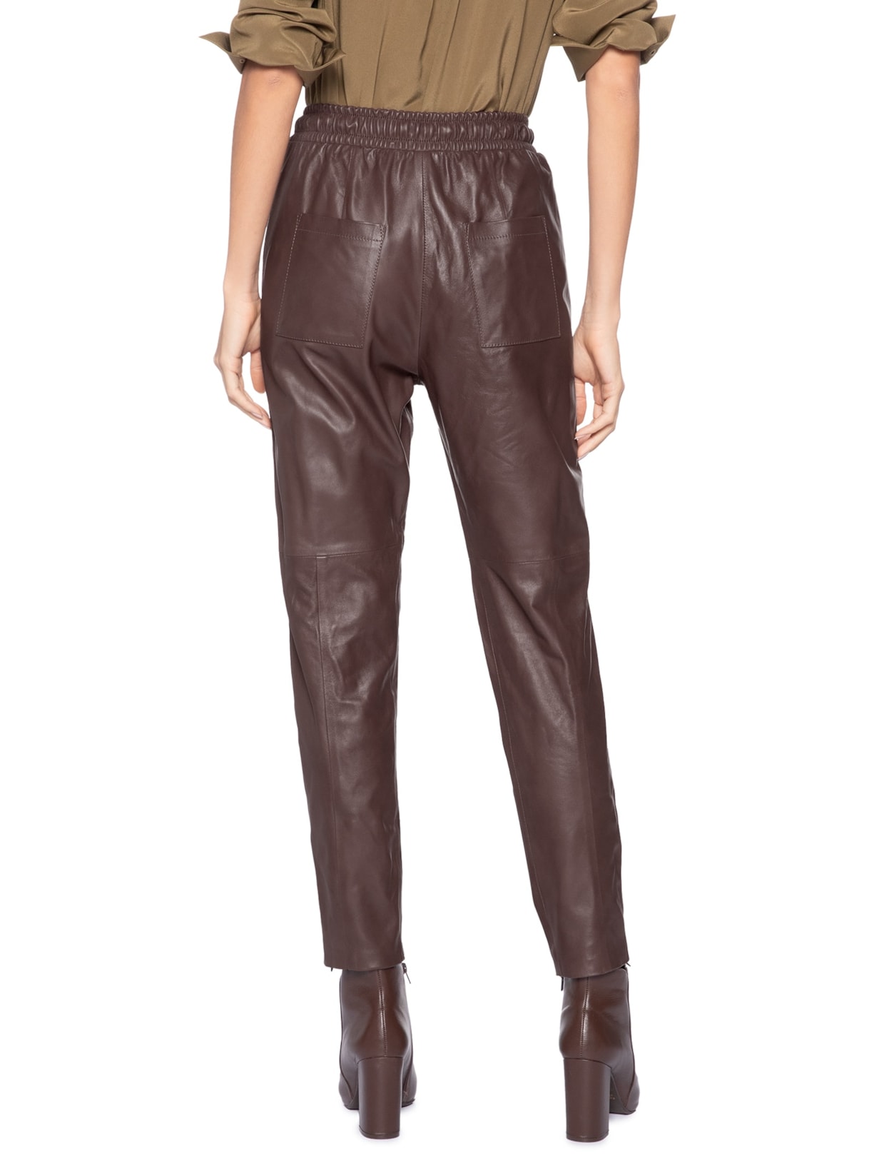 Calça Feminina De Couro Sport Marrom Animale
