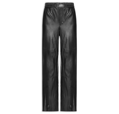 Calça Feminina De Couro Sport Recorte Pespontos - Preto