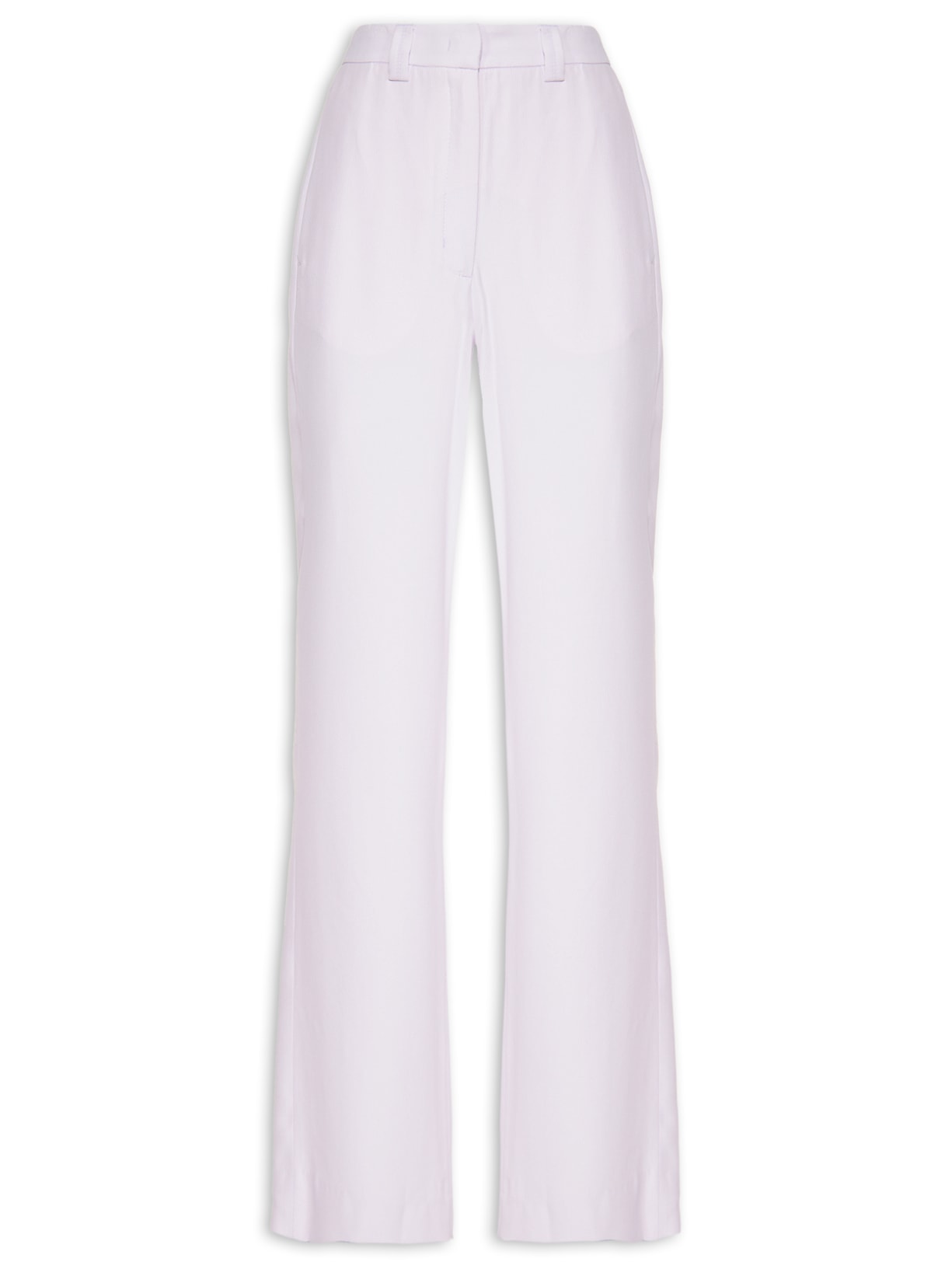 Calça Feminina De Crepe Cintura Alta Com Vincos - Lilás