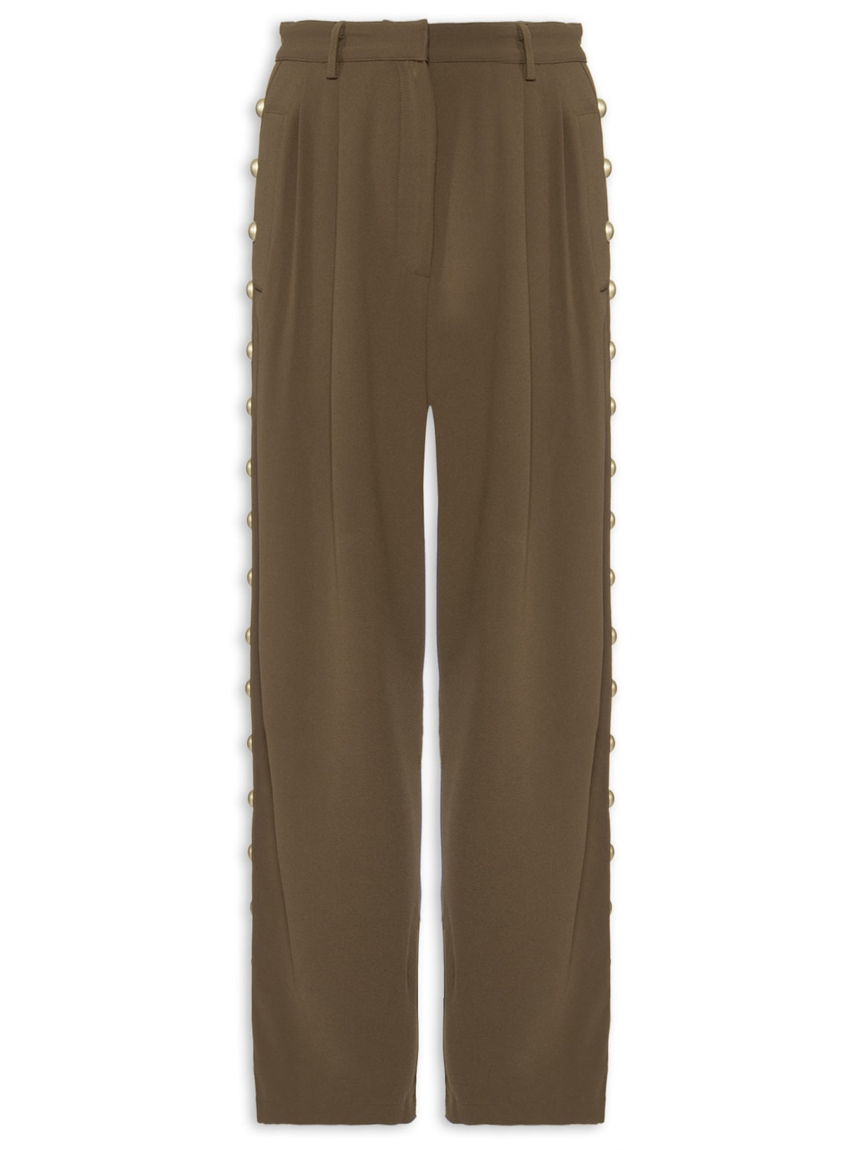 Calça Feminina de Crepe com Rebite – Marrom Animale Jeans