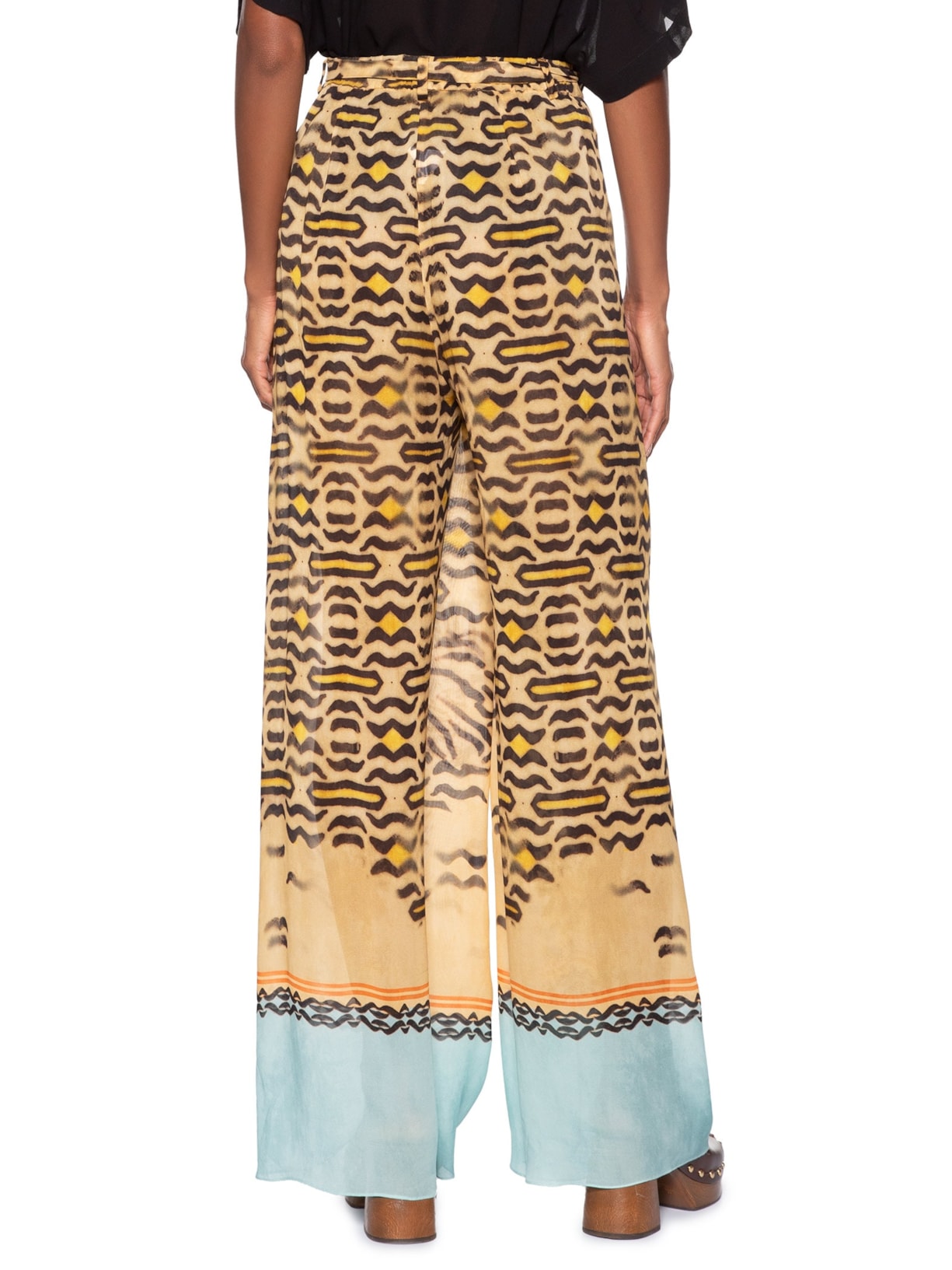 Calça Feminina De Georgette Estampada Transpassada Animal Print Animale