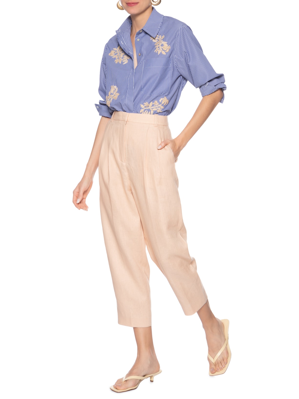 Calça Feminina De Linho Bege Animale