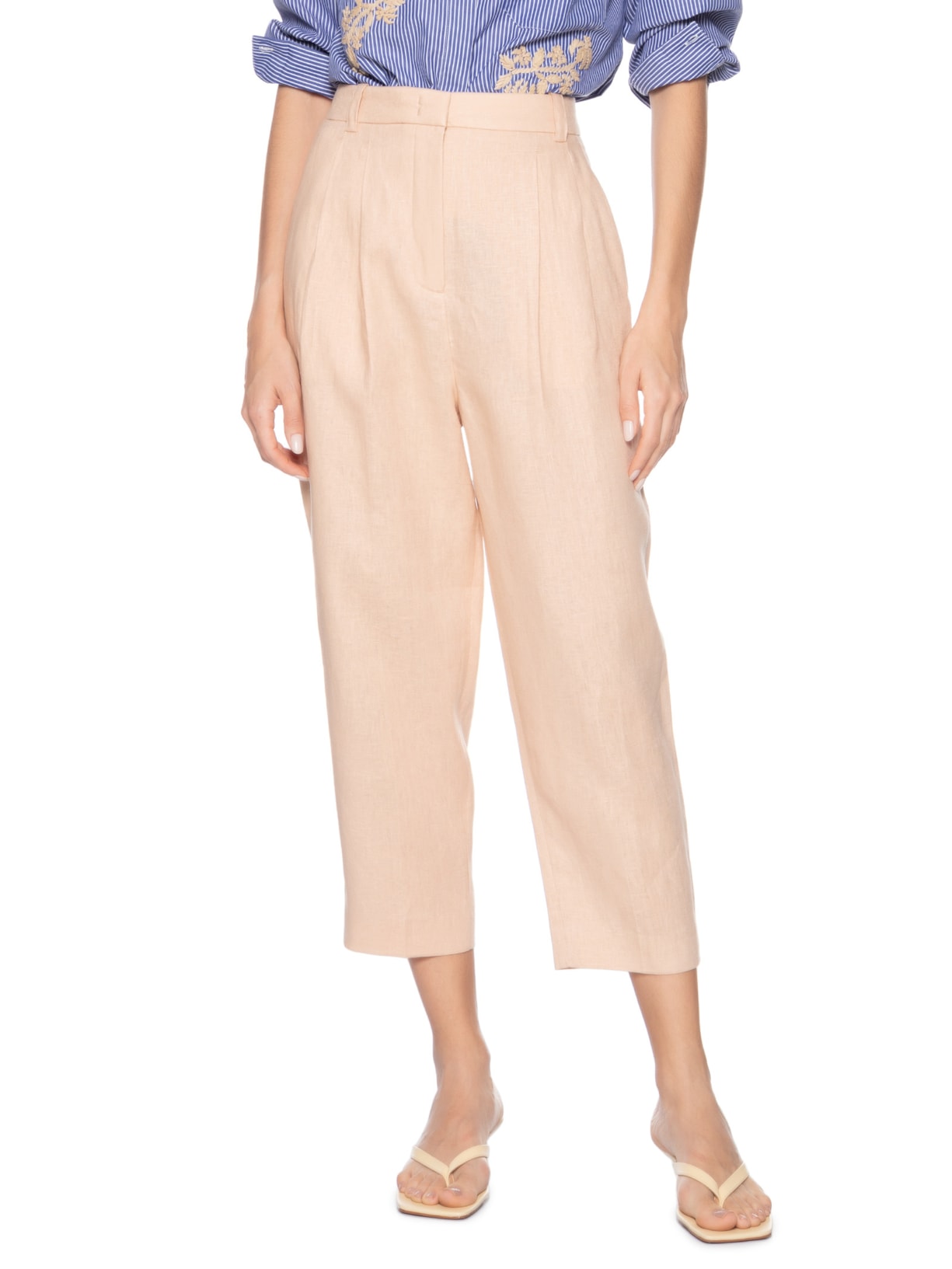 Calça Feminina De Linho Bege Animale