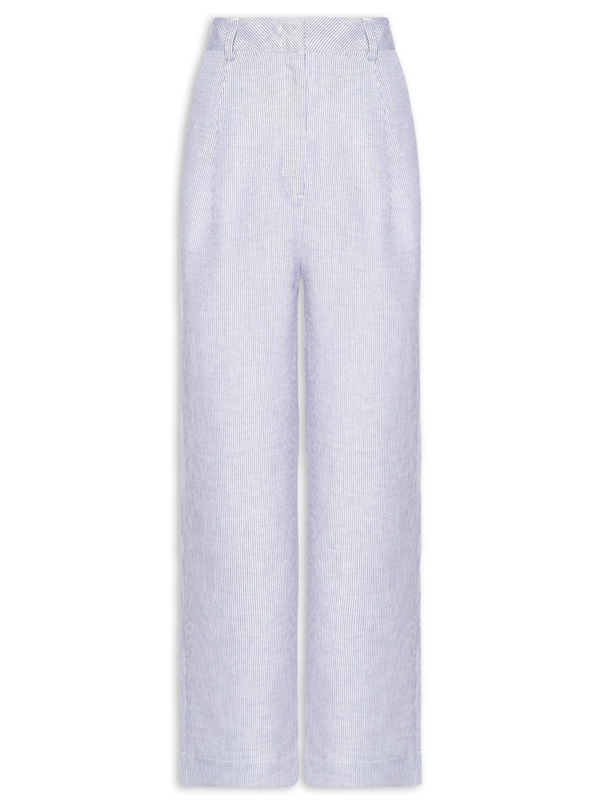 Calça Feminina De Linho Listras Azul Animale