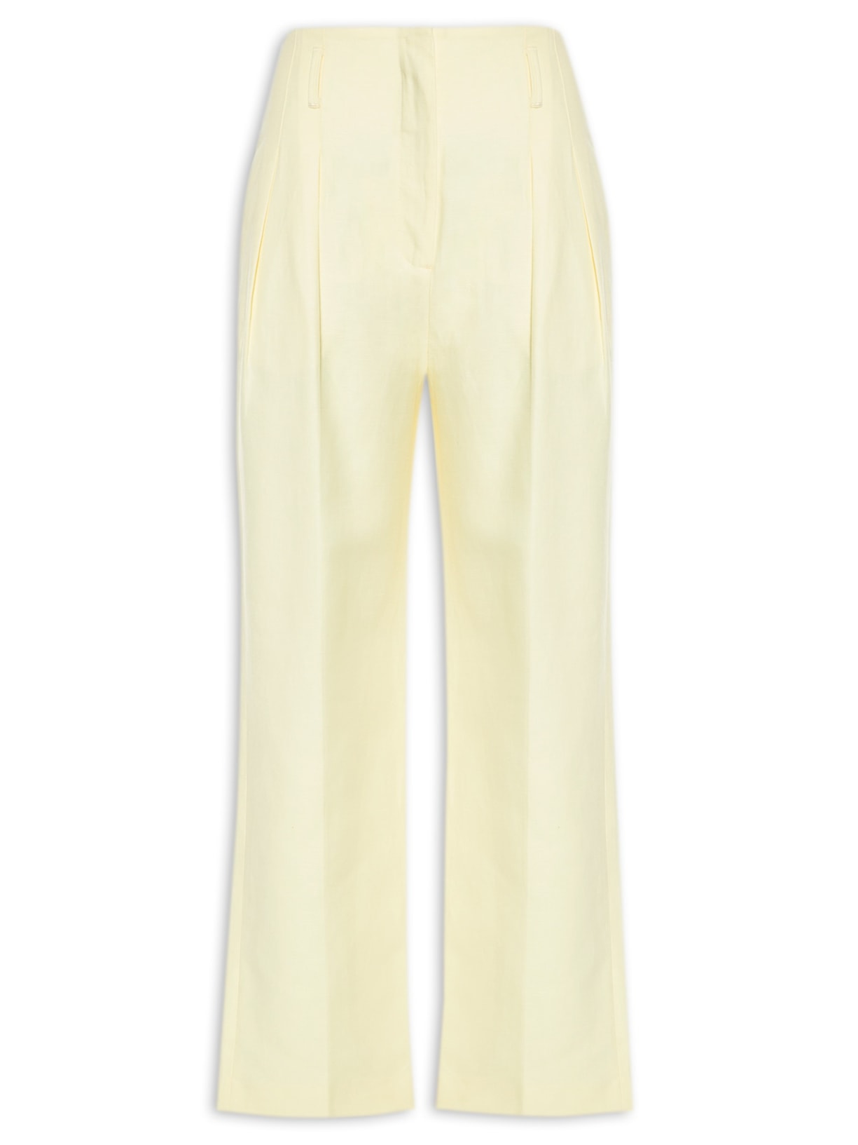 Calça Feminina De Linho Sem Cós Bege Manha Amarelo Animale