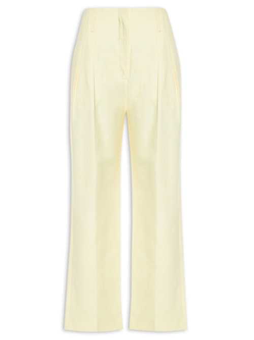 Calça Feminina De Linho Sem Cós Bege Manha - Amarelo