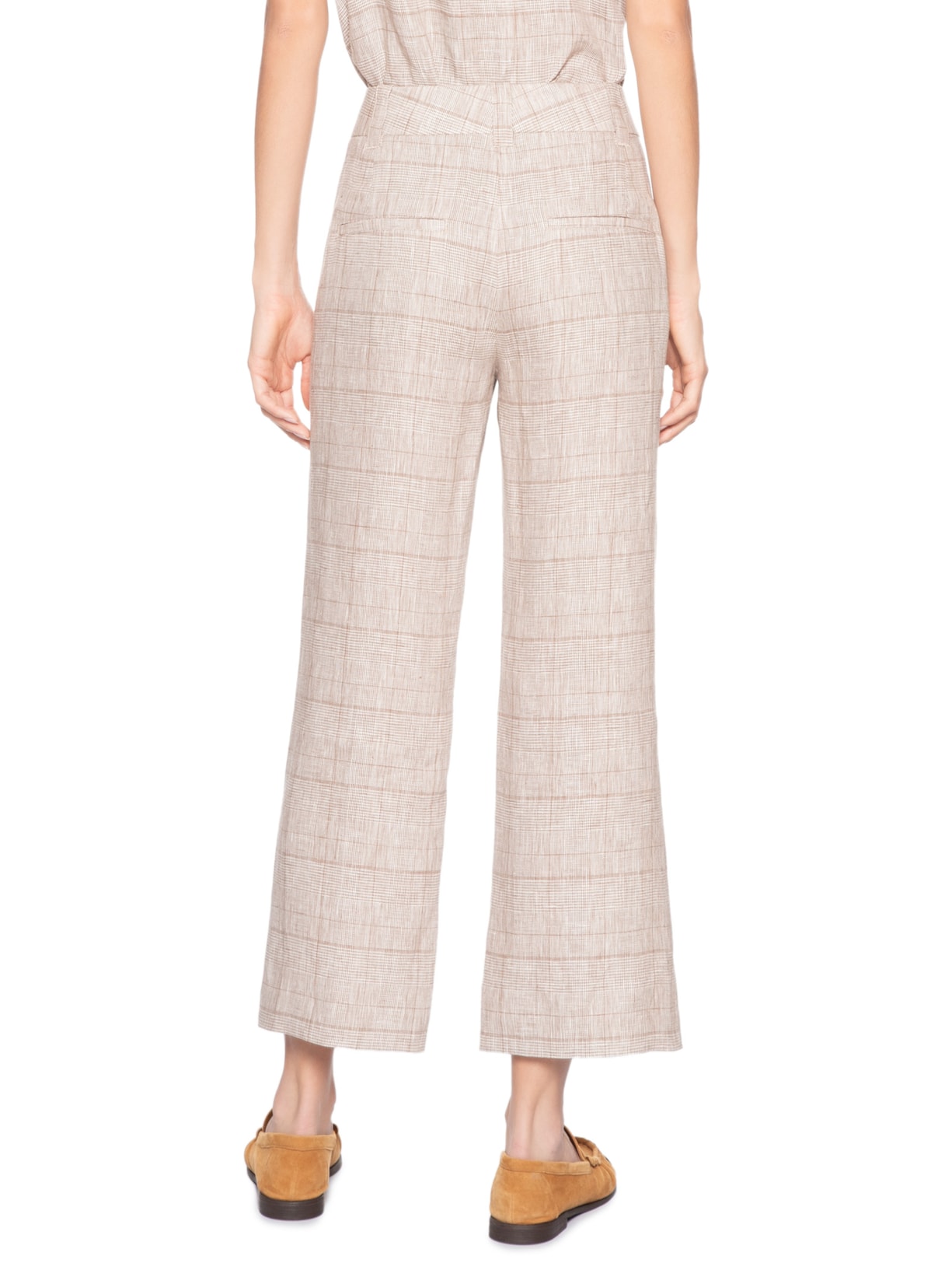 Calça Feminina De Linho Xadrez Cinza Animale