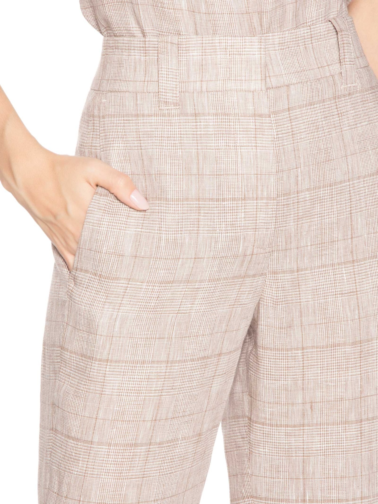 Calça Feminina De Linho Xadrez Cinza Animale