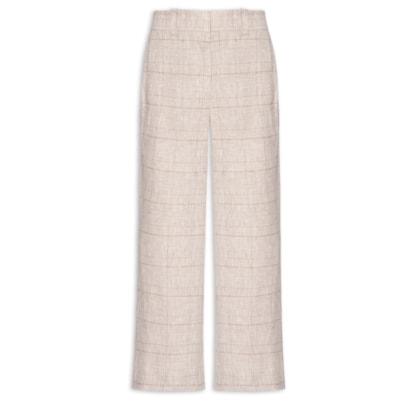 Calça Feminina De Linho Xadrez - Cinza