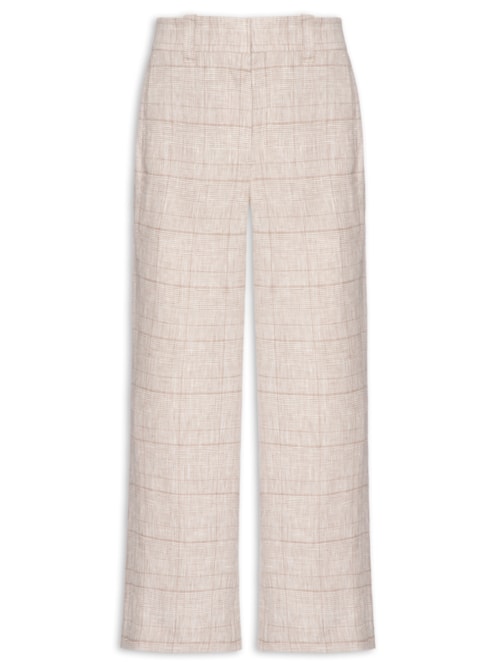 Calça Feminina De Linho Xadrez - Cinza