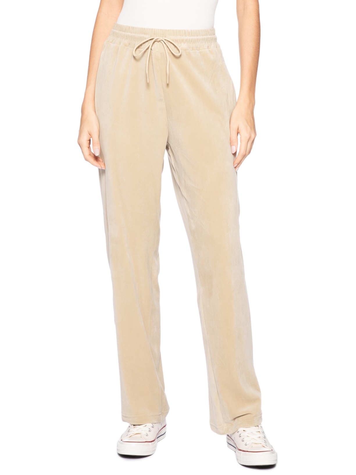 Calça Feminina De Moletom Plush Bege Basiq