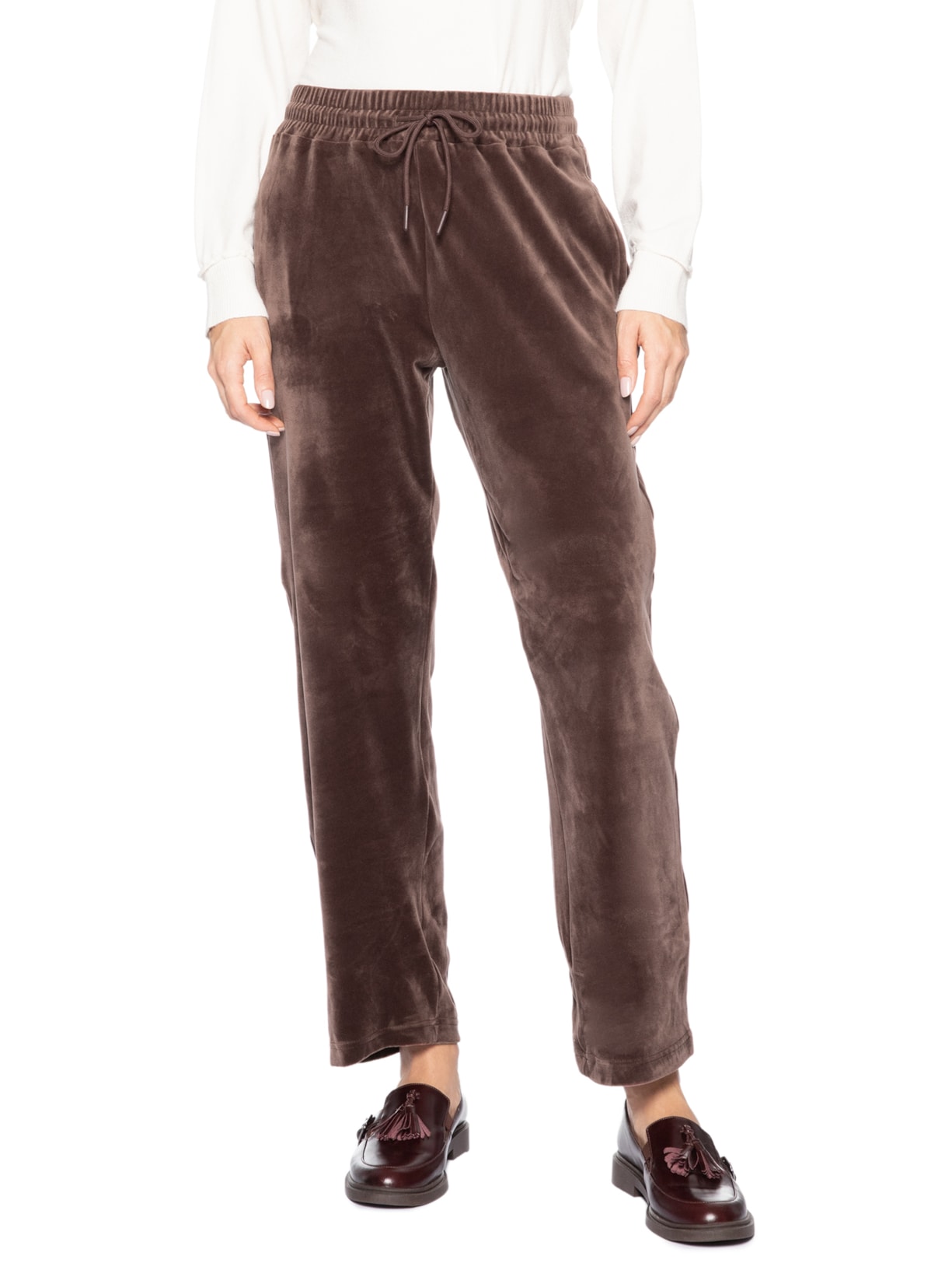Calça Feminina De Moletom Plush Marrom Basiq
