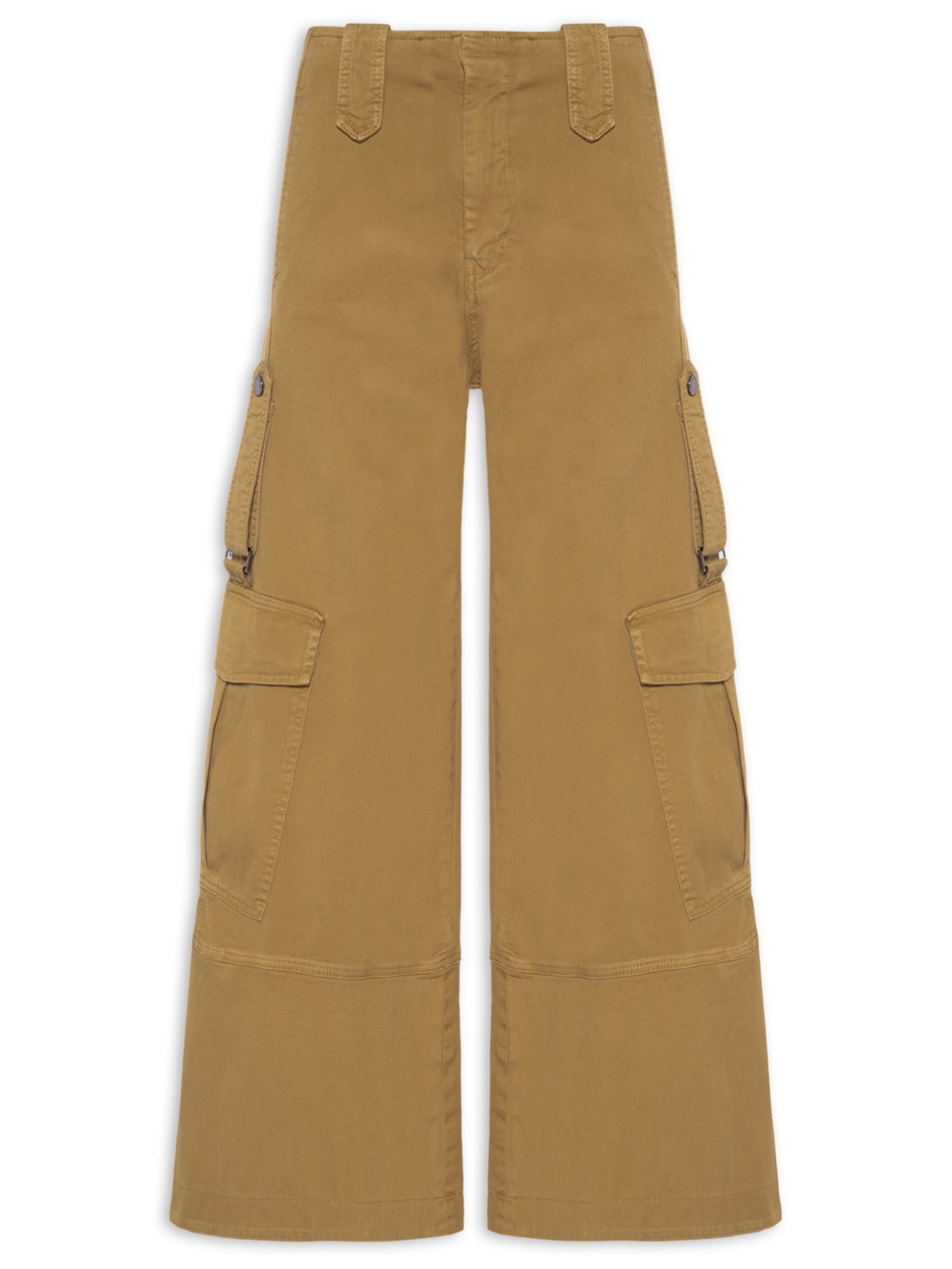 Calça Feminina De Sarja Ampla Bolso Lateral Marrom Animale