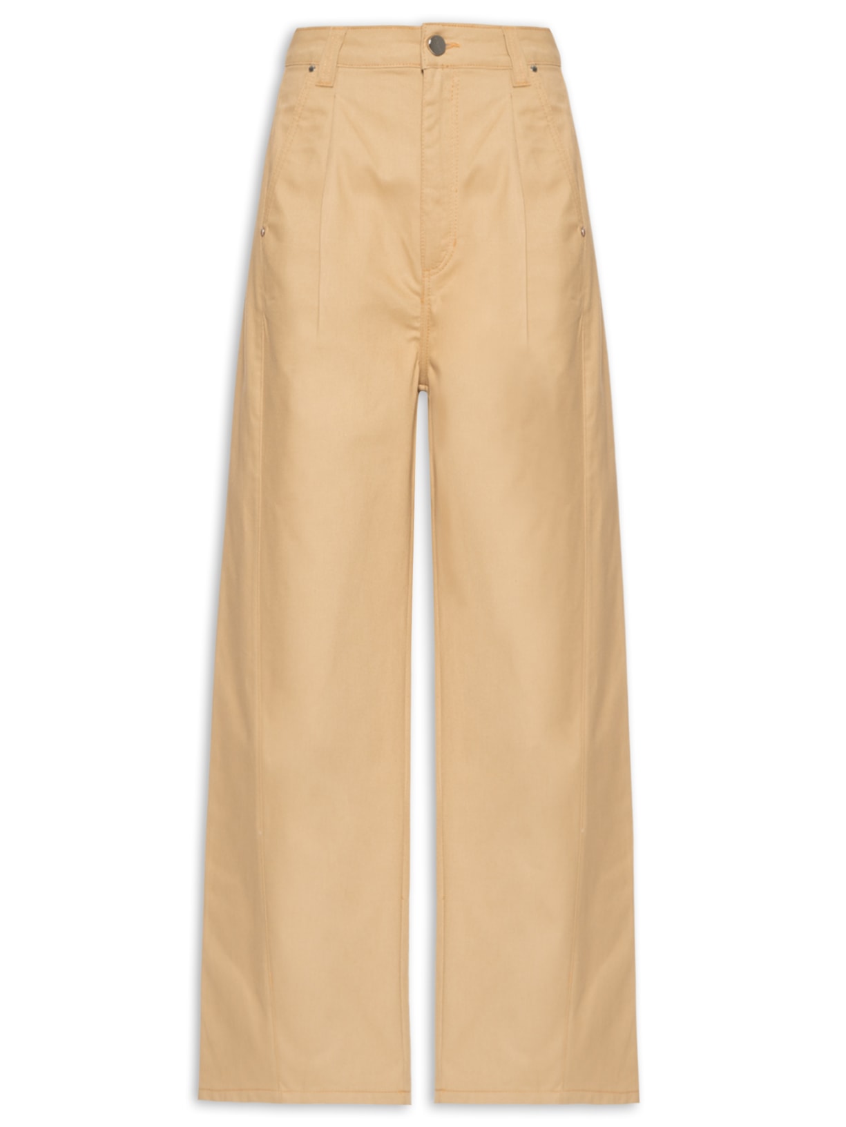 Calça Feminina De Sarja Bolso Faca Cintura Baixa Bege Animale