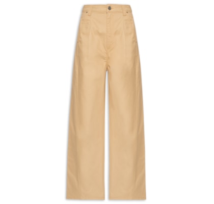 Calça Feminina De Sarja Bolso Faca Cintura Baixa - Bege