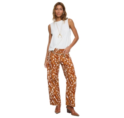 Calça Feminina De Sarja Fig Cervo - Marrom