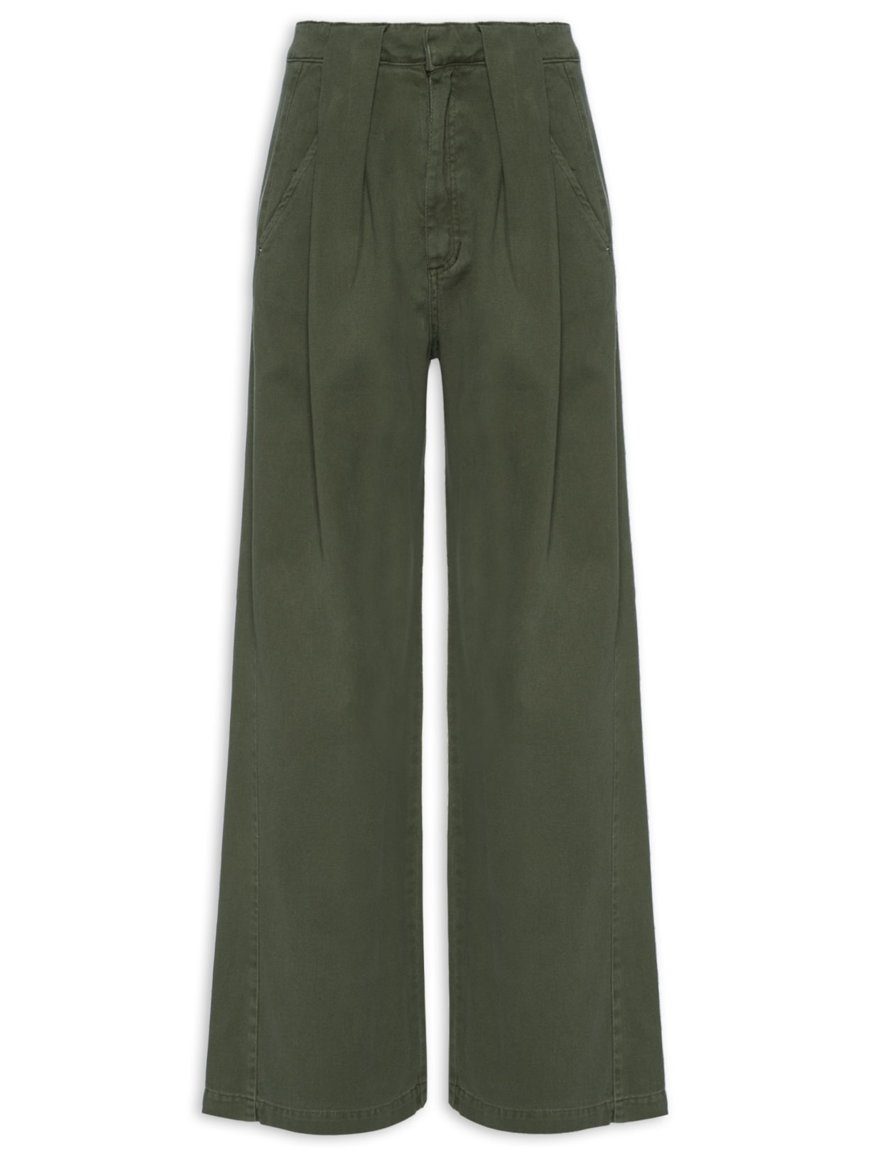 Calça Feminina de Sarja Passante Prega - Verde