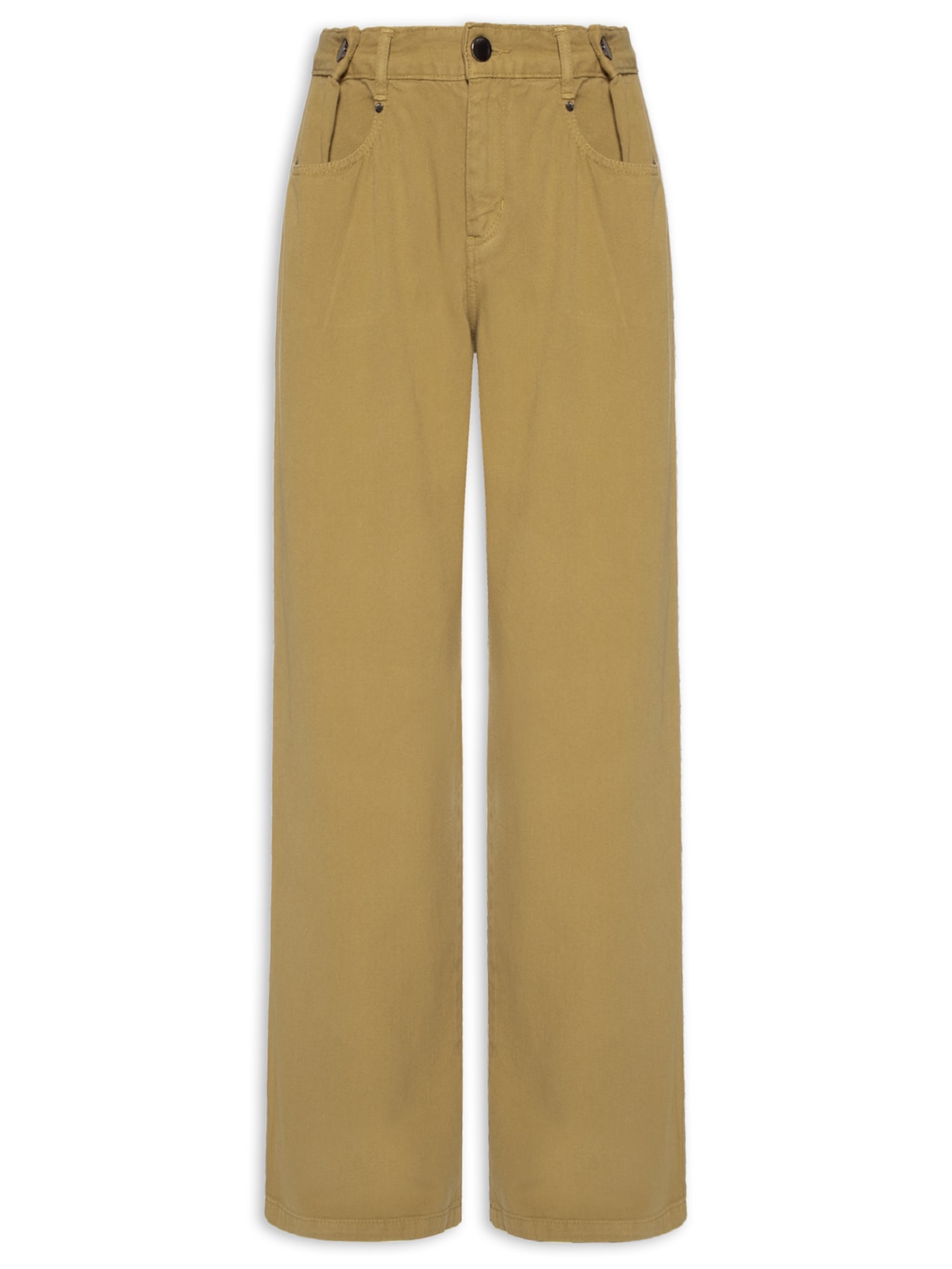 Calça Feminina de Sarja Prega Bolso Sépia - Marrom