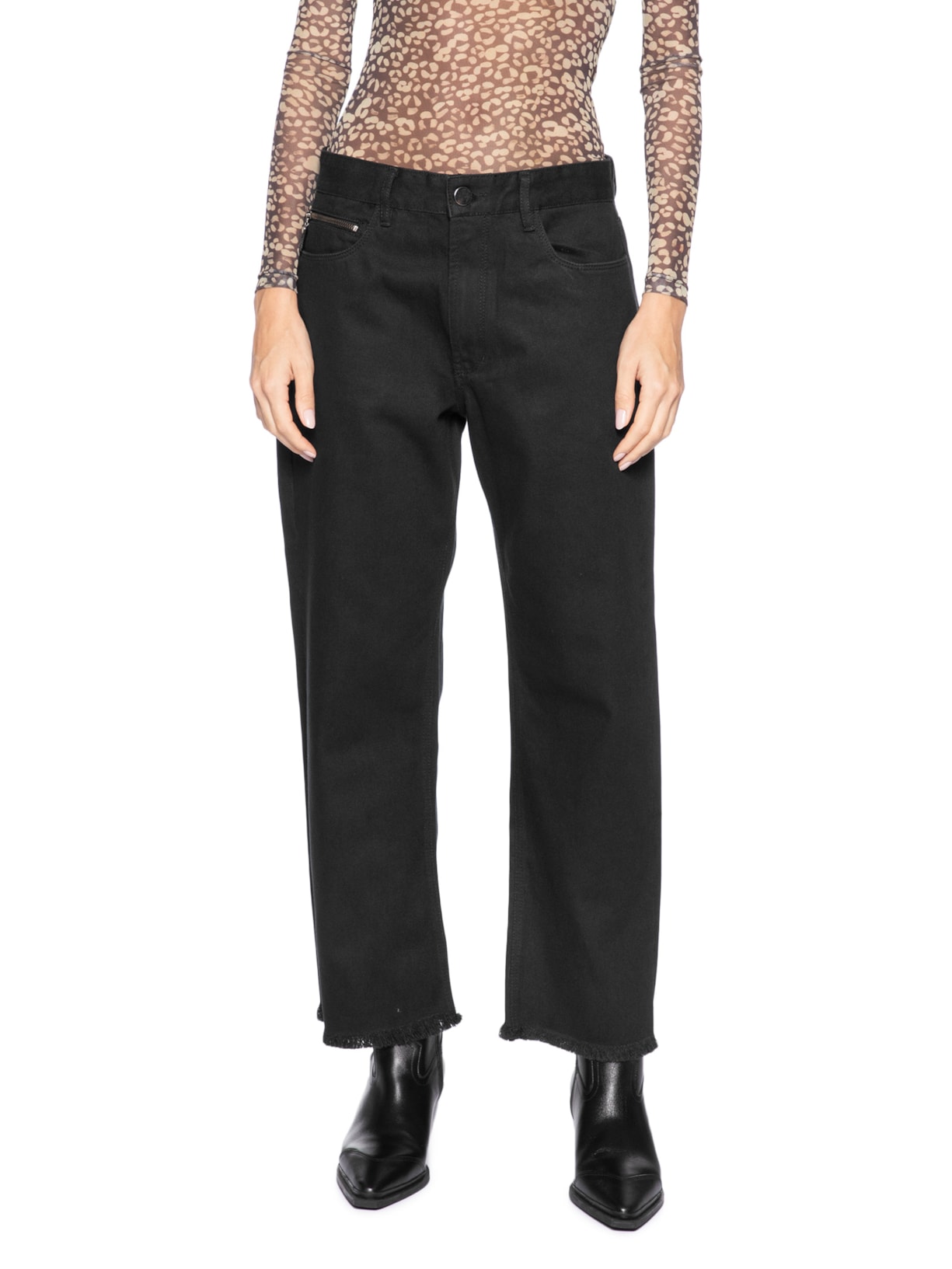 Calça Feminina de Sarja Zíper Bolsinho – Preto Animale